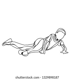 vector, on a white background, sketch of a boy badly