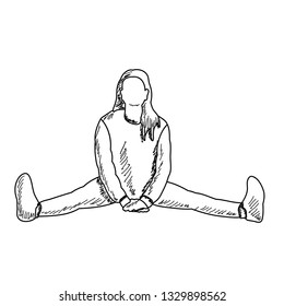 vector, on a white background, sketch sitting girl