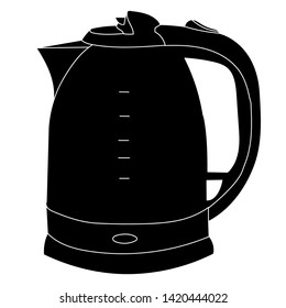 vector, on a white background, sketch, black silhouette electric kettle
