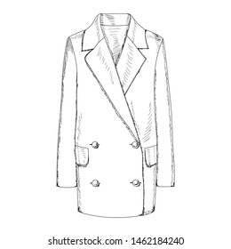 vector, on a white background, sketch with a line coat of women