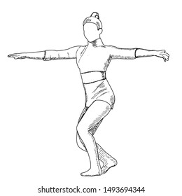 vector, on a white background, sketch with lines, dancing girl, dance