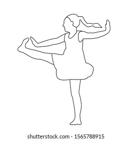 vector, on a white background, sketch, outline dancing girl, dance