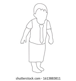 vector, on a white background, sketch, contour, a small child is walking