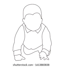 vector, on a white background, sketch, outline, little baby boy creeps