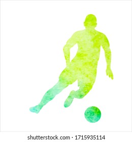 vector, on a white background, soccer player watercolor silhouette