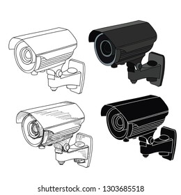 vector, on a white background, surveillance camera, technology