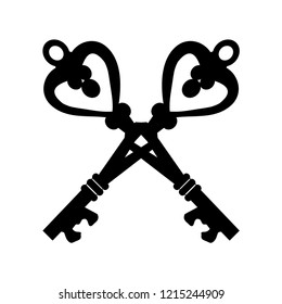 vector, on a white background, two vintage key black silhouette