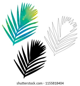 vector, sobre una hoja de silueta de palma de color blanco