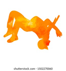 vector, on a white background, watercolor silhouette of a guy jumping