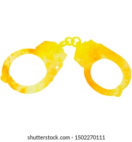 vector, on a white background, watercolor silhouette handcuffs