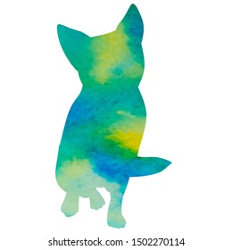 vector, on a white background, watercolor silhouette of a cat
