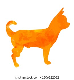vector, on a white background, watercolor silhouette of a dog