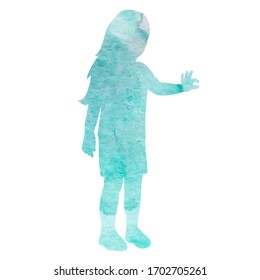 vector, sobre fondo blanco, silueta acuarela niña pequeña