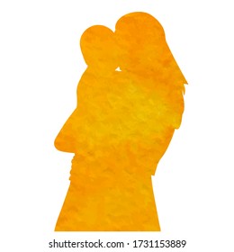vector, on a white background, watercolor silhouette of mom and baby