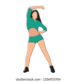 vector, on a white background, without a face, a girl dancing