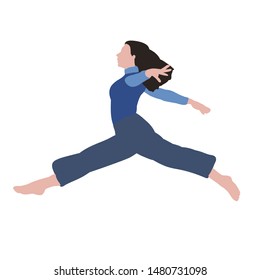 vector, on a white background, without face, dancing girl in a flat style