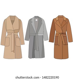 vector, on a white background, women clothes, coat set, isolated