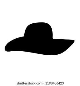 vector, on a white background, women's hat black silhouette