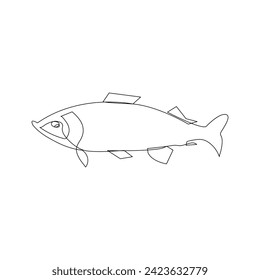 Vector in one continuous line art drawing of  fish minimalist illustration on white background