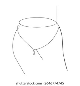 Vector One continuous line art drawing of women's underwear pro illustration