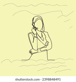 Vector one continuous line drawing group of female customer service is calling customers who come