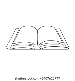 Vector in one continuous line drawing of book concept of education, library logo illustration and minimalist. Open book single line art drawing vector illustration