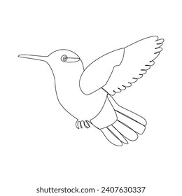 Vector in one continuous line drawing of humming bird best use for logo, poster, banner and background.