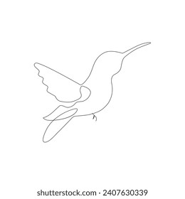 Vector in one continuous line drawing of humming bird best use for logo, poster, banner and background.