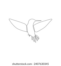 Vector in one continuous line drawing of humming bird best use for logo, poster, banner and background.