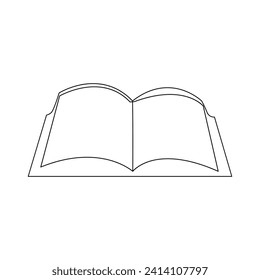 Vector in one continuous line drawing of book concept of education, library logo illustration