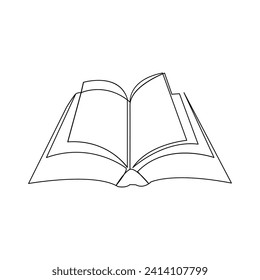 Vector in one continuous line drawing of book concept of education, library logo illustration