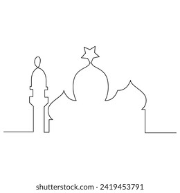 Vector in one continuous line drawing of Ramadan concept of religion isolated on white background
