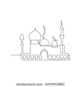 Vector in one continuous line drawing of Ramadan concept of religion isolated on white background
