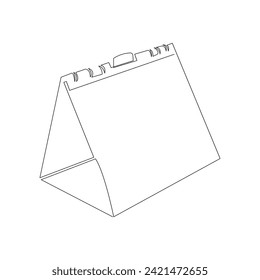 Vector in one continuous line drawing of table calendar concept of memorable date and event day isolated on white background and minimalist.