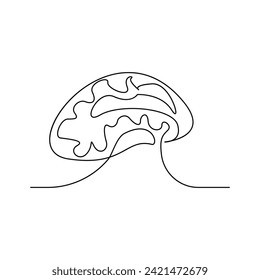 Vector in one continuous line drawing of a human brain isolated on white background illustration pro design and minimalist