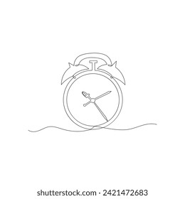 Vector in one continuous line drawing of analog clock minimalism concept of  business deadline. Clock single line drawing