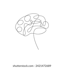 Vector in one continuous line drawing of a human brain isolated on white background illustration pro design and minimalist