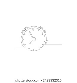 Vector in one continuous line drawing of analog clock minimalism concept of  business deadline. Clock single line drawing