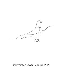 Vector one continuous line drawing of pigeon bird minimalist outline design editable  stroke illustration. Single line pigeon drawing
