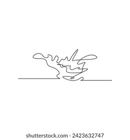 Vector one continuous line drawing of water isolated on white background minimal stroke illustration