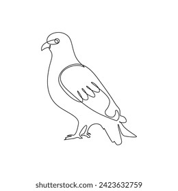 Vector one continuous line drawing of pigeon bird minimalist outline design editable  stroke illustration. Single line pigeon drawing
