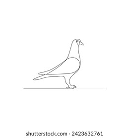 Vector one continuous line drawing of pigeon bird minimalist outline design editable  stroke illustration. Single line pigeon drawing
