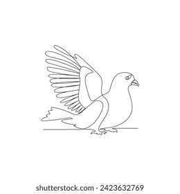 Vector one continuous line drawing of pigeon bird minimalist outline design editable  stroke illustration. Single line pigeon drawing
