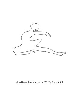 Vector  in one continuous line drawing of young woman performing ballet dance editable illustration. Single continuous line drawing of Ballet Dancer minimalist isolated on white background