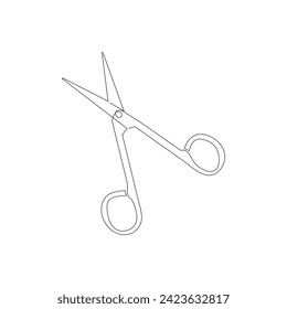 Vector in one continuous line drawing of scissors concept of sewing isolated on white background.
