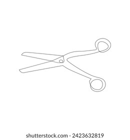 Vector in one continuous line drawing of scissors concept of sewing isolated on white background.
