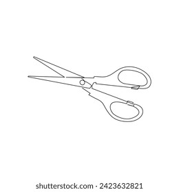Vector in one continuous line drawing of scissors concept of sewing isolated on white background.
