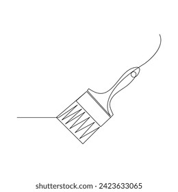 Vector in one continuous line drawing of paint brush sketch isolated on white background minimal