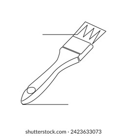 Vector in one continuous line drawing of paint brush sketch isolated on white background minimal