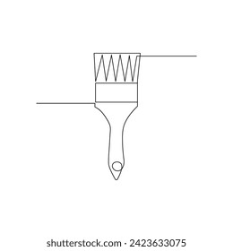 Vector in one continuous line drawing of paint brush sketch isolated on white background minimal